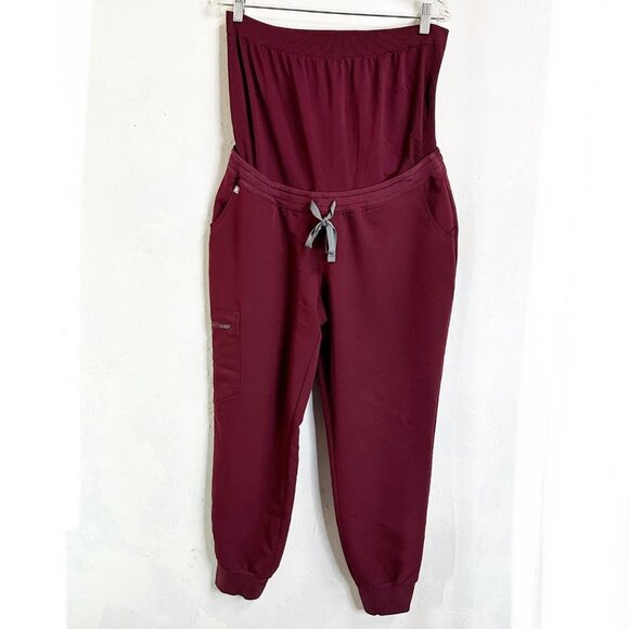 Figs Pants - FIGS Women’s Technical Collection Burgundy Scrub Jogging Maternity Pants Large